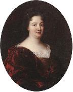 unknow artist Portrait of a landy,said to be marie de pontchartrin,half length,wearing a red velvet mantle over a gold braided dress and lace shirt china oil painting reproduction